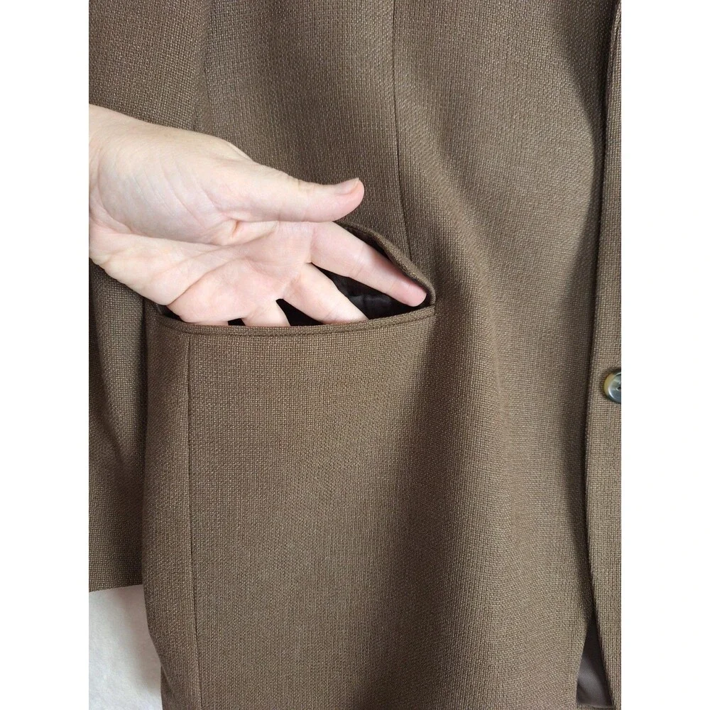 Izod Sports Coat Men's 46L Brown Woven Tweed Lined 2 Button Blazer Pocket Jacket